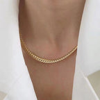 High Quality Simple 6.5Mm Width NK Cuban Chain Necklace PVD Plated Waterproof Bracelet Stainless Steel Jewelry Sets for Women My Store