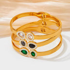 18K Gold Plated White Cubic Zirconia Setting Stainless Steel Band Bangles for Female My Store