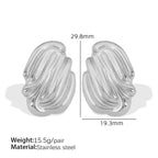 JEWELRY EH261 Hot Vertical Stripes Shell Shape Earrings Fashion Stainless Steel Gold Plated 18K My Store