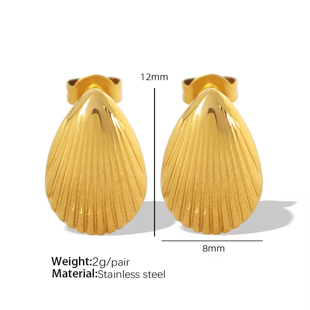 JEWELRY Fashionable Elegant Stainless Steel Metal Earrings Premium Feeling Shell Earrings for Women My Store