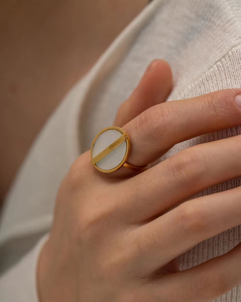 Ins Hot 18K Gold Plated Geometric Rings Set Jewelry Fashion Retro Style Oval Cross Shaped Ring for Women My Store