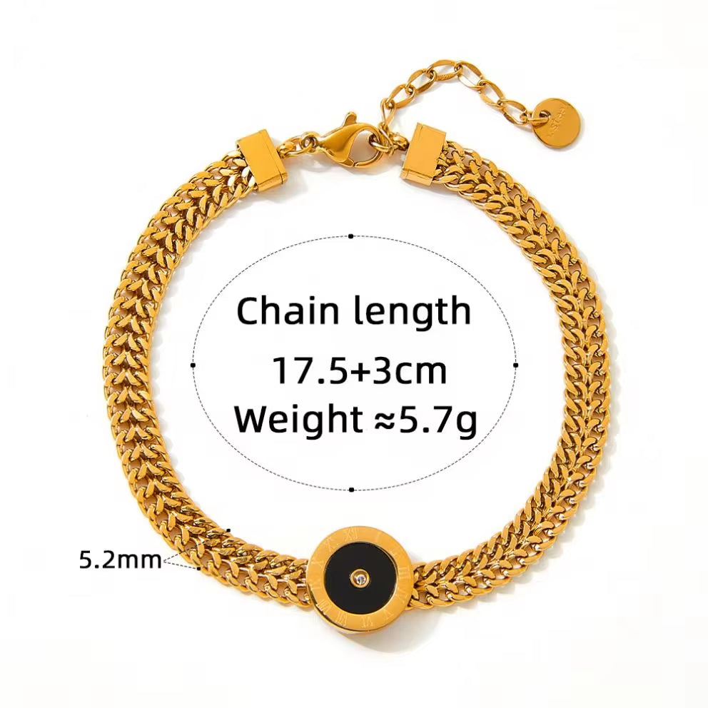 Shell Stainless Steel Charm Gold Cuban Chain Cz Bracelet Bangle Women Trendy Classic Jewelry My Store