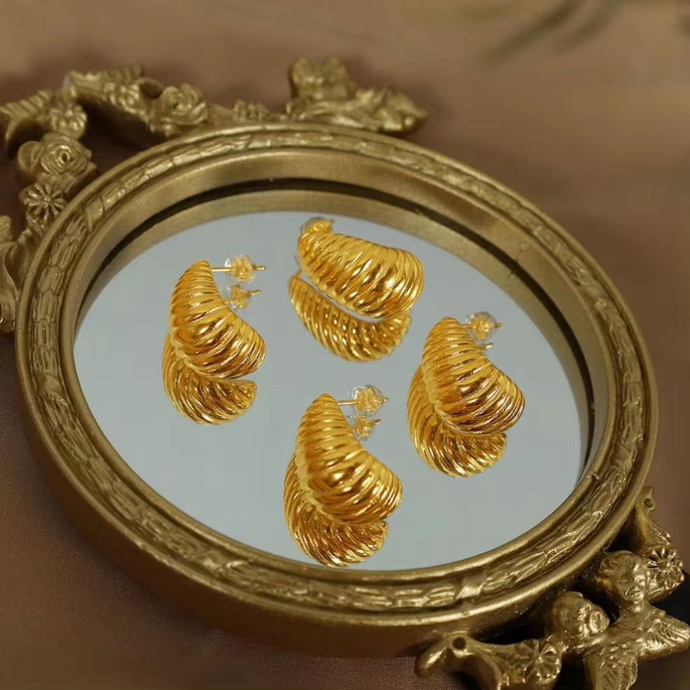 JEWELRY EH43-EH45-EH48 Wholesale Striped Earrings Stainless Steel 18K Gold Plated Fashion Jewelry Earrings for Women My Store