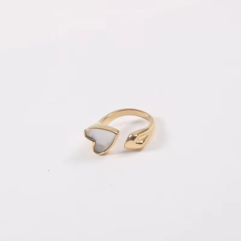 Wholesale 18K Gold Plated Stainless Steel Two Heart Shell Rings for Women My Store