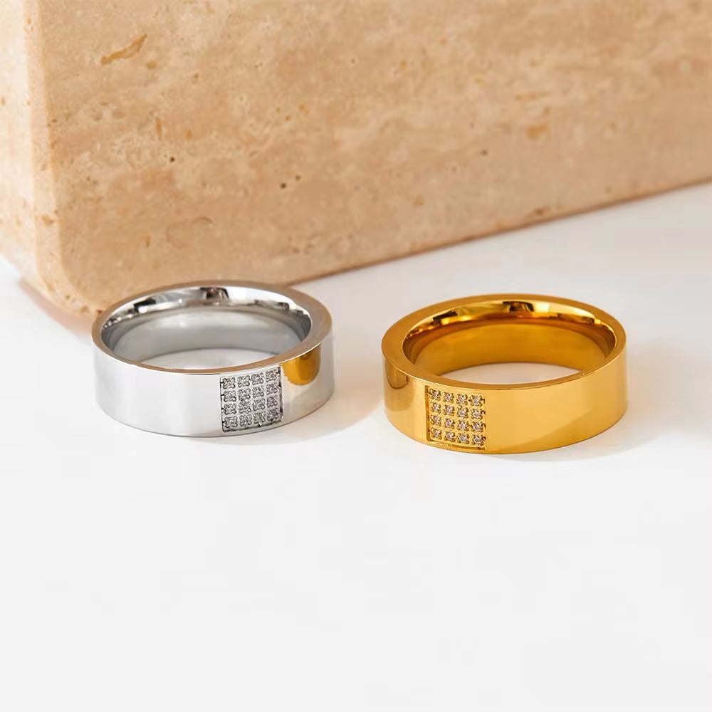 High-End Microencrusted Zircon Delicate Finger Ring Stainless Steel Rings My Store