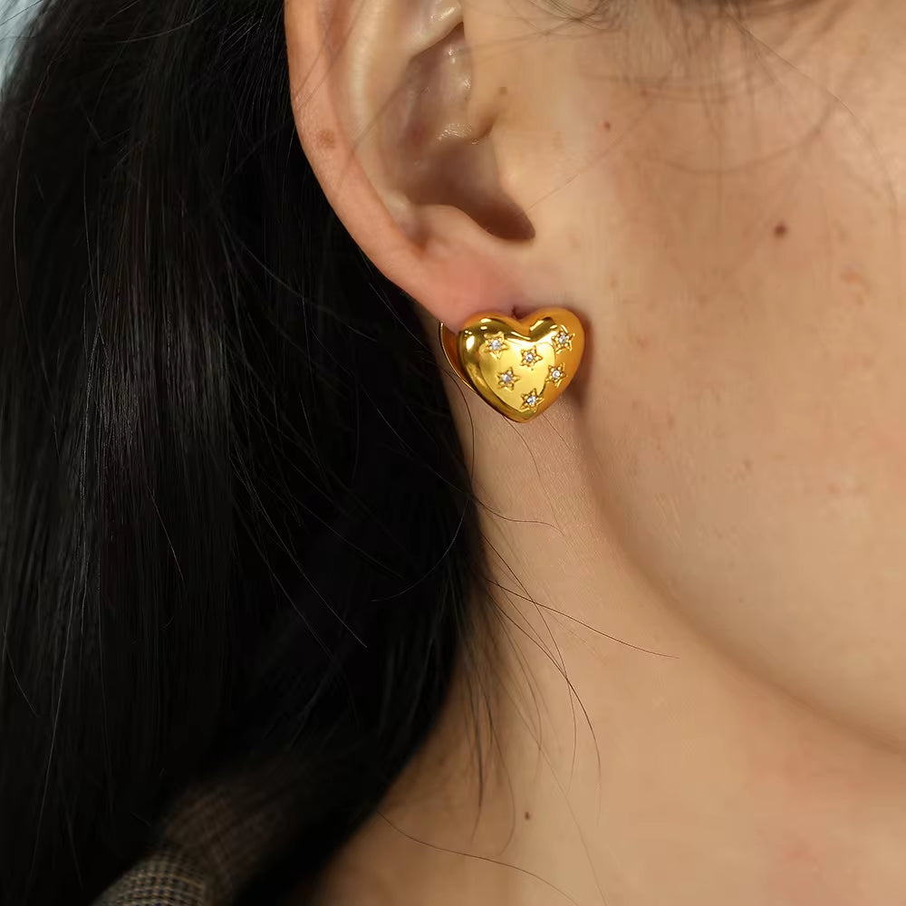 JEWELRY EH87-8 Love Ear Clips Delicate Ear Environmental Protection Colour Rhinestone Glossy Earrings for Women My Store