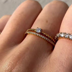 Stainless Steel 18K Gold Plated Cubic Zirconia Beaded Ring Minimal Bohemian Stacked CZ Stone round Shaped Ring My Store