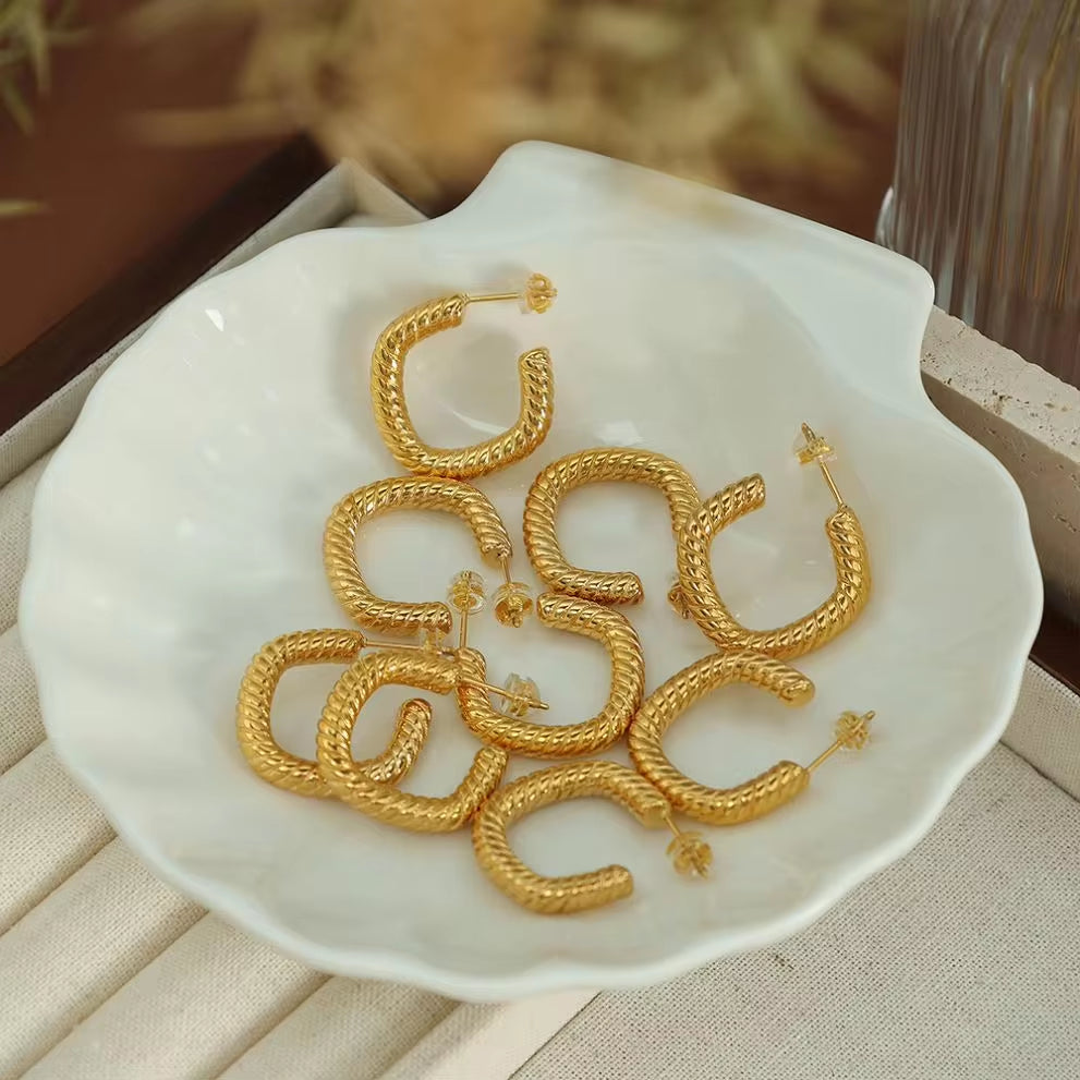 JEWELRY EH18 New Wave Square Earrings Personalized French Light Luxury Retro Chic Earrings My Store