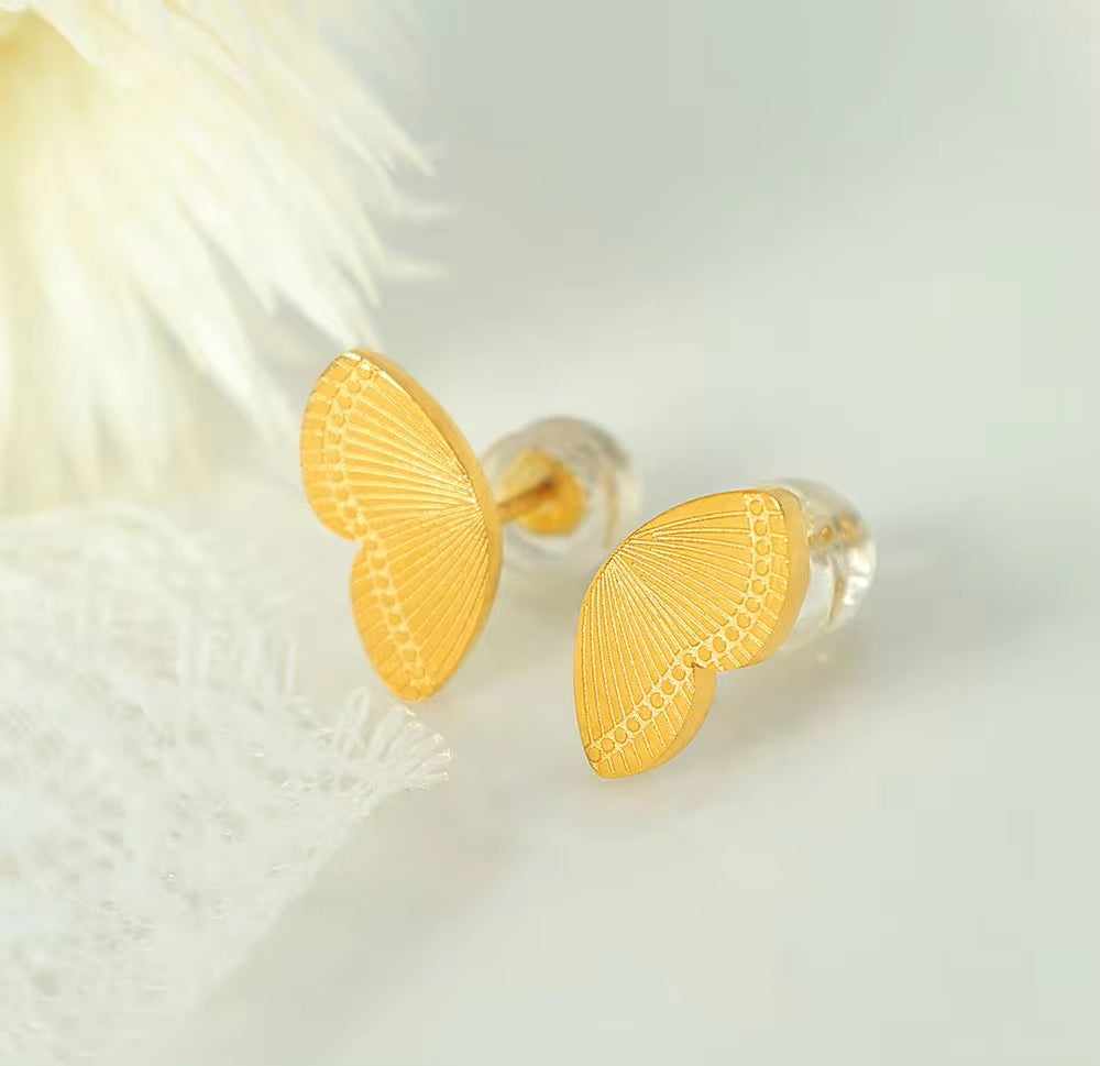 JEWELRY EH240-1 French Fashion Stainless Steel 18K Gold Plated Butterfly Shape Earrings for Women My Store