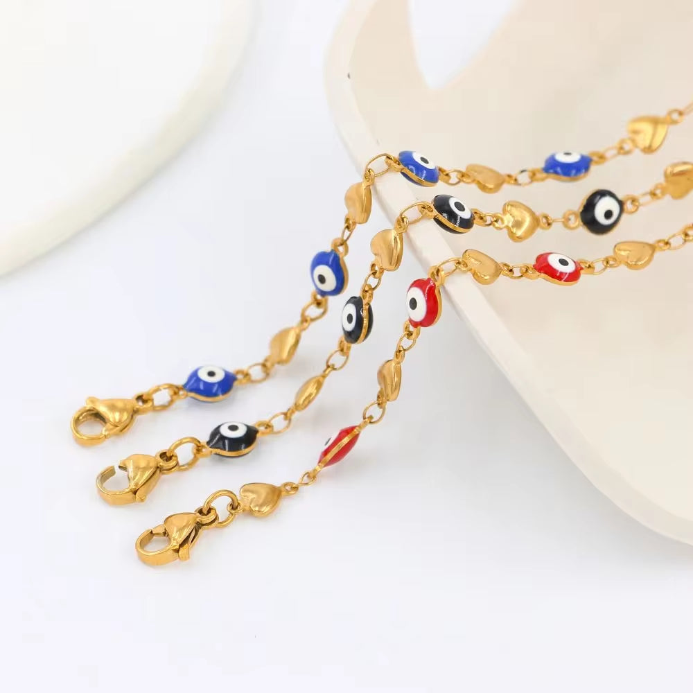 Charms New Beads Bracelets for Women Men Lucky Turkey Heart Eyes Link Chain Bracelet Friendship Jewelry My Store