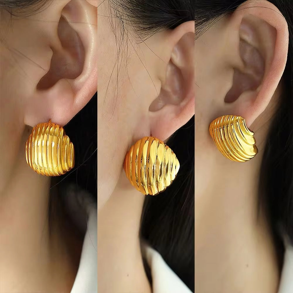 JEWELRY New Simple Irregular Geometric Earrings Vertical Pleated Hollow Half Circle Earrings My Store