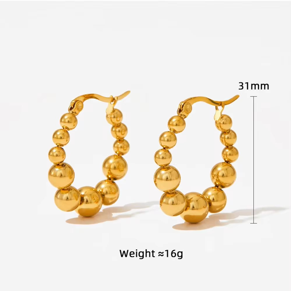 Hot-Selling Jewelry New round Steel Ball Earrings Earrings European and American Fashion Creative Women'S Earrings My Store