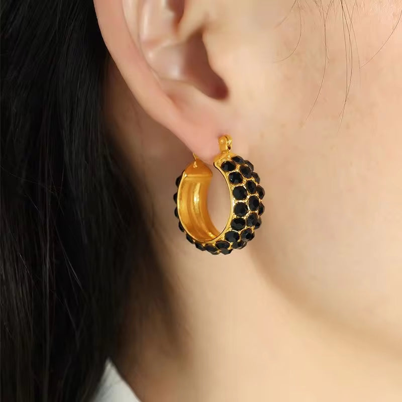 JEWELRY EH188 Fashion Inlaid Rhinestone C-Shaped Earrings Earrings Stainless Steel Earrings Wholesale My Store