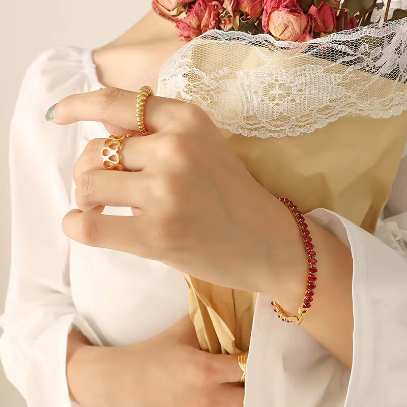 Fashion Gold Plated Bracelet with Zirconia Other Stainless Steel Jewelry Unisex Women My Store