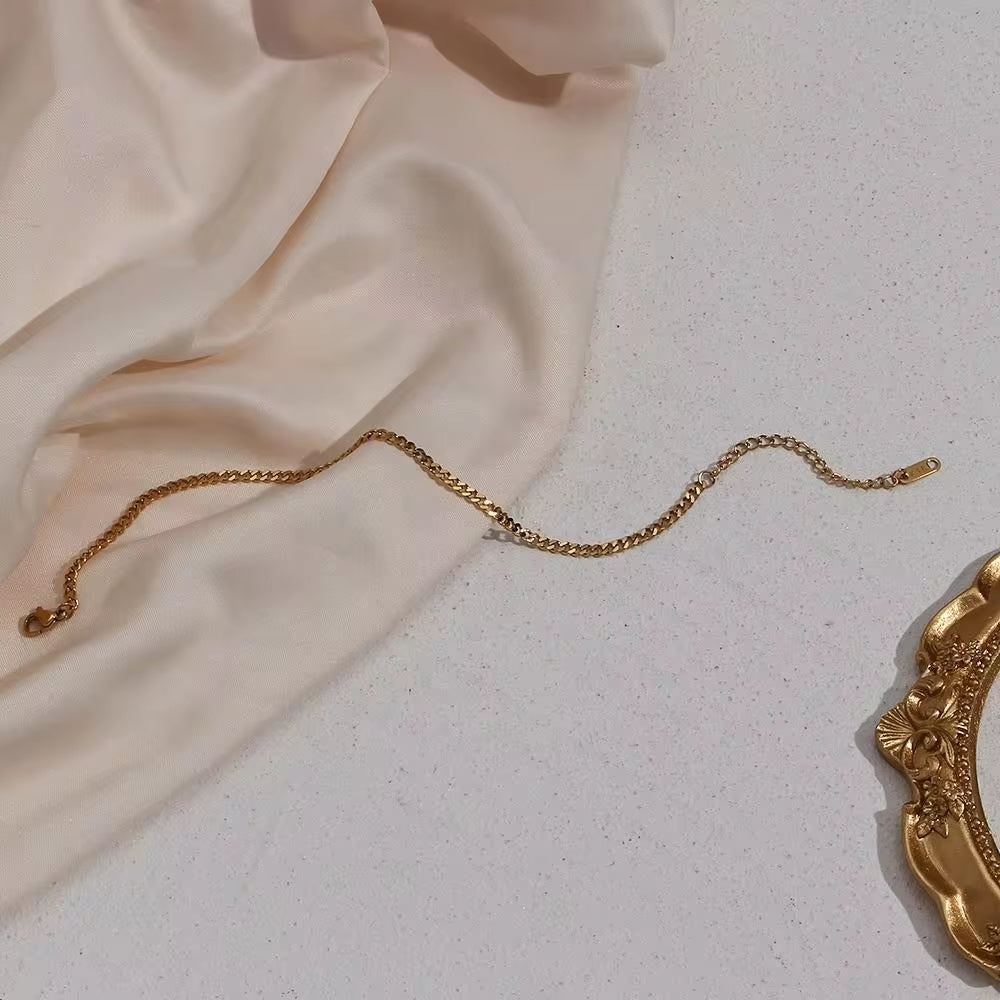 Non Tarnish Gold Plated 316L Stainless Steel Anklets for Women Cuban Link Anklet Bracelets 18K Gold Jewelry My Store