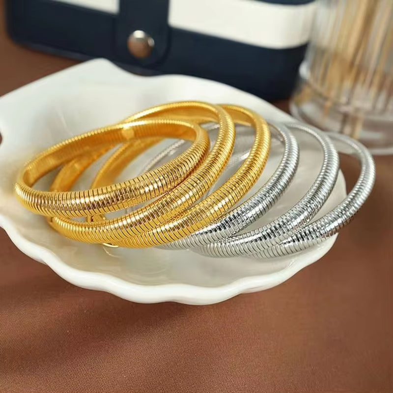 JEWELRY SZ11 Fashion Hip Hop Snake Bone Bracelet Stainless Steel Stretch Bangles My Store