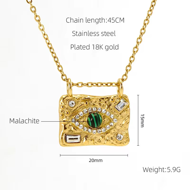 Fashion Waterproof Natural Stone Necklace Pendant Stainless Steel Gold Plated Pearl Necklace My Store