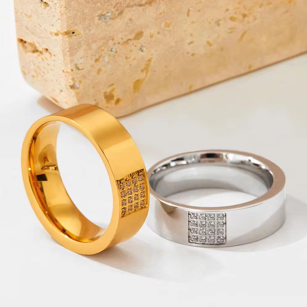 High-End Microencrusted Zircon Delicate Finger Ring Stainless Steel Rings My Store