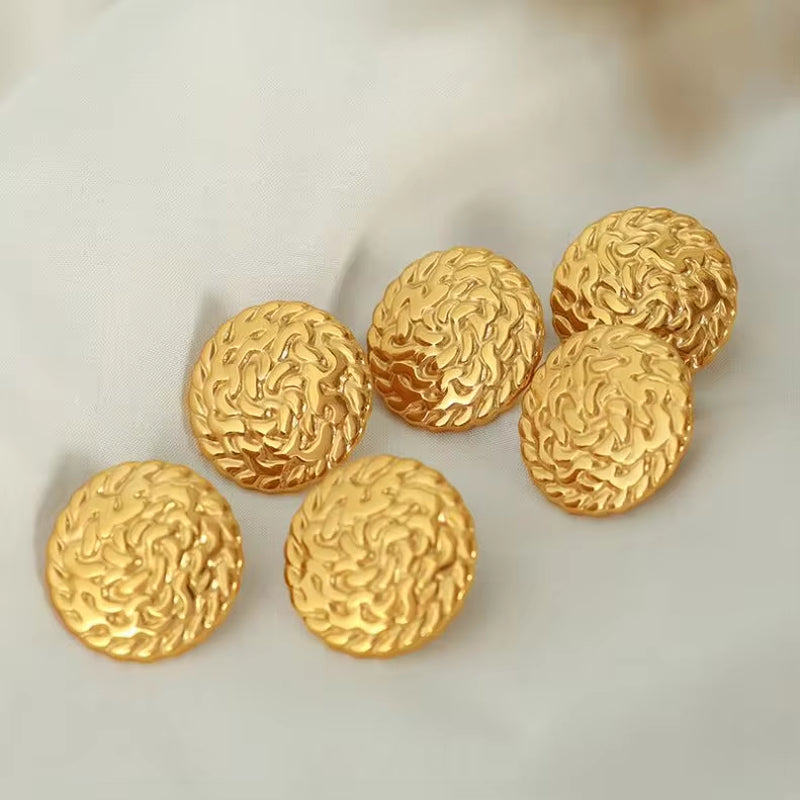 JEWELRY EH189 the Newest Stainless Steel 18K Gold Earrings French Vintage Disc Embossed Earrings for Women My Store