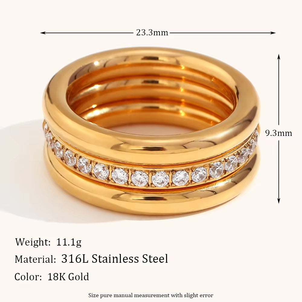 Non Tarnish Zircon Stacking Ring Set Waterproof Tarnish Free Jewelry Stainless Steel Signet Rings My Store
