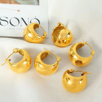 JEWELRY EH236 Customize Stainless Steel Gold Plated 18K U Shaped Drop Earrings Glossy round Ball Earrings for Women My Store