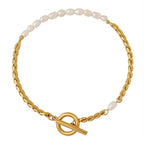 Fashion Jewelry Freshwater Pearl OT Buckle Bracelet Stainless Steel 18K Gold Plated Bracelet Women My Store