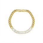 Jewelry Custom Cubic Stainless Steel Gold Plated Cz Curb Buckle Clasp Chain Zircon Tennis Bracelet for Women My Store