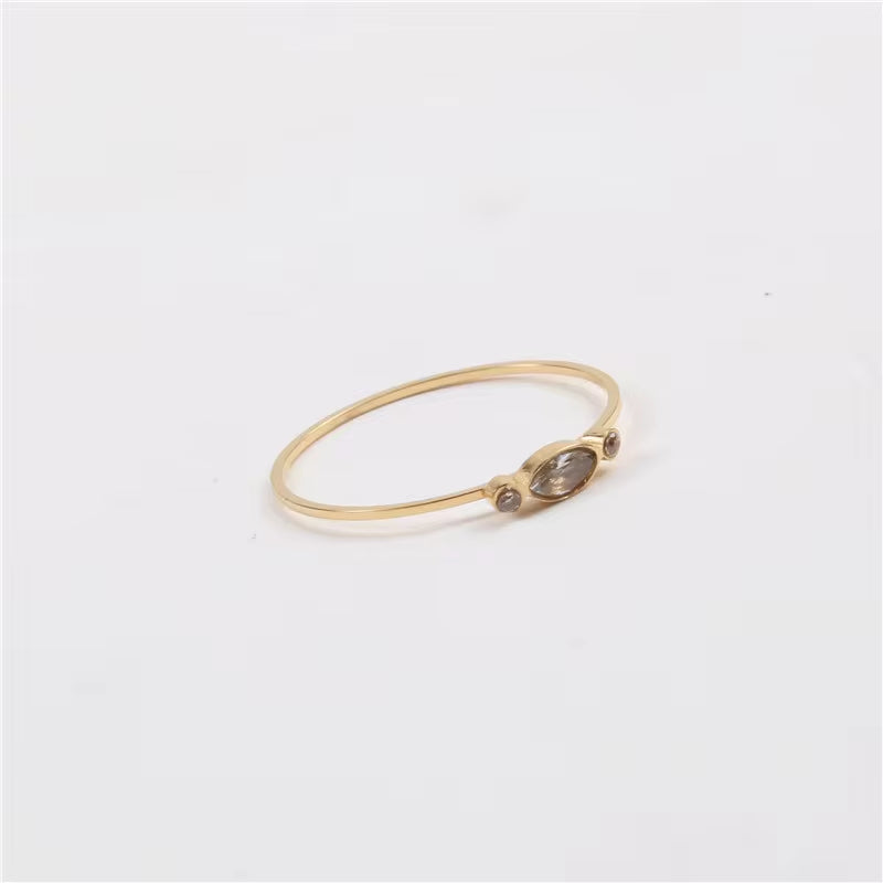 Ins Hot High End 18K Gold Plated Dainty Glass Rings for Women Trendy Jewelry My Store