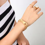 Fashion Bracelet Bangle 18 K Gold Plated Stainless Steel Jewelry Metal Clasp Cuban Bracelet for Girls My Store