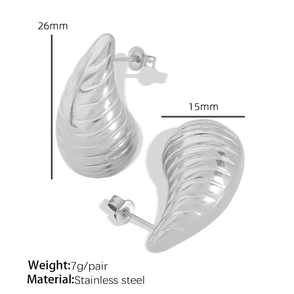 JEWELRY EH229 the Newest Stainless Steel Hollow Threaded Drop Earrings Vintage Style Street Earrings My Store