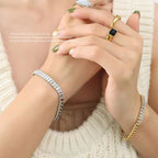 Jewelry Custom Cubic Stainless Steel Gold Plated Cz Curb Buckle Clasp Chain Zircon Tennis Bracelet for Women My Store