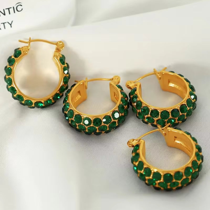 JEWELRY EH188 Fashion Inlaid Rhinestone C-Shaped Earrings Earrings Stainless Steel Earrings Wholesale My Store