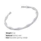 JEWELRY XL72-SZ58 Wholesale Thin Bamboo Open Collar Bangles Fashion Necklace Stainless Steel Plated 18K Gold My Store