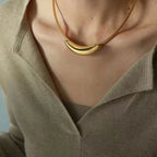 JEWELRY XL07 Trendy Stainless Steel Necklace Bent Pendant Design Collar My Store