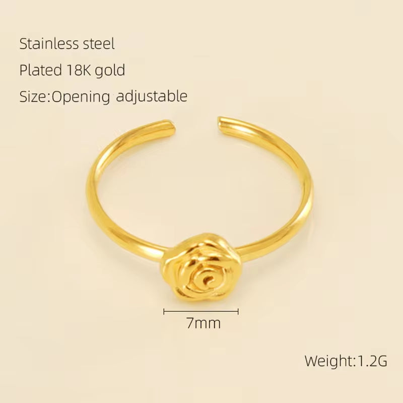 Waterproof 18K Gold Stainless Steel Zircon Ring Adjustable Ring Knotted Titanium Steel Heart Ring INS Wind Jewelry for Woman My Store