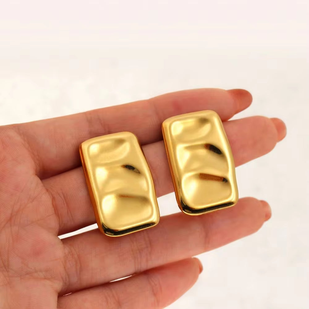 Unique Square High Quality Stainless Steel Pea Pod Earrings Stylish 18K Gold Color Women'S Gift LOW MOQ My Store