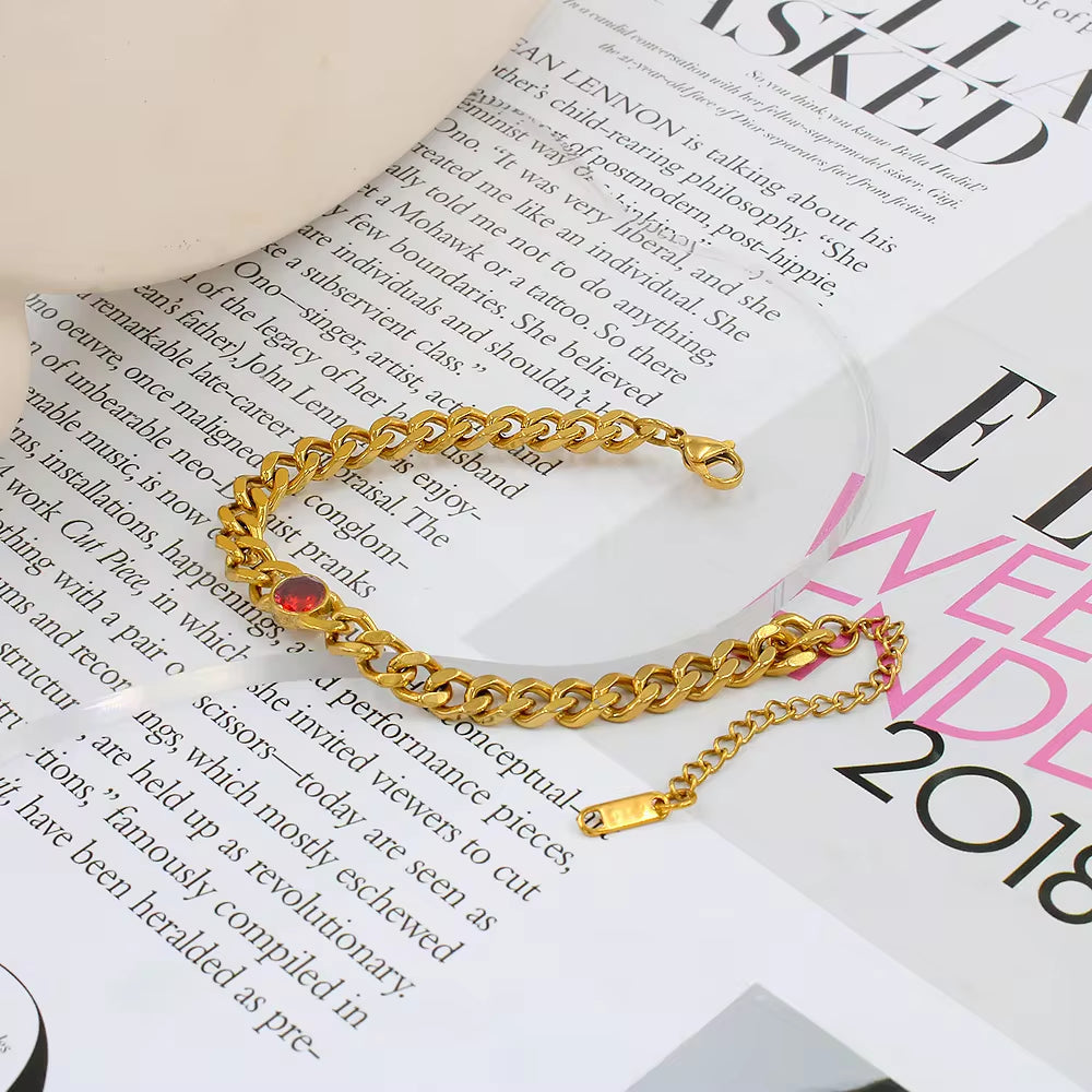 Exquisite Stainless Steel 18K PVD Gold Plated Emerald Gemstone Birthstone Pendant Cubic Zircon Choker Necklace Jewelry My Store