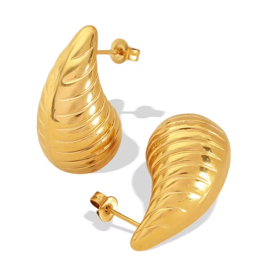 JEWELRY EH229 the Newest Stainless Steel Hollow Threaded Drop Earrings Vintage Style Street Earrings My Store