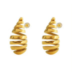 JEWELRY EH52 Water Drop Earrings Stainless Steel 18K Gold Plated Earrings Cow Horn Bags Earrings for Women My Store