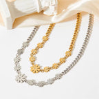 18K Gold Plated Stainless Steel Cuban Chain Jewelry Gift Daisy Flower Pendants Choker Necklace for Women My Store
