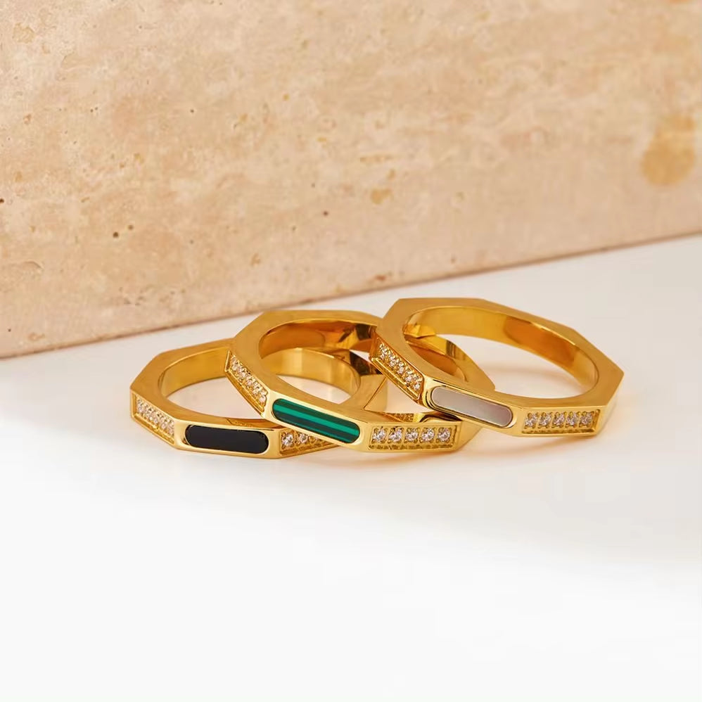 Clear Jewelry Diamond Cz 18K Gold Plated Luxury Shell Ring for Woman Zircon Ring My Store