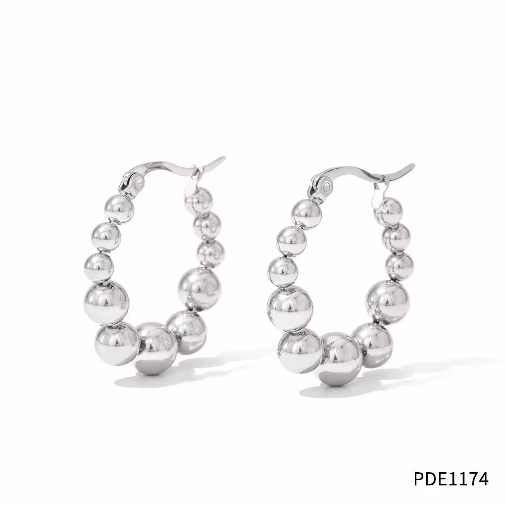 Hot-Selling Jewelry New round Steel Ball Earrings Earrings European and American Fashion Creative Women'S Earrings My Store