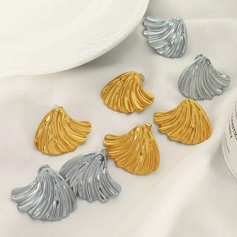 JEWELRY EH169 Fashion Simple Earrings Gold Wave Earrings Personality Exaggerated Temperament Earrings My Store