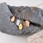 Fading Water Drop Square Star Zircon 18K Gold Plated Stainless Steel Non Tarnish Pendant Custom Necklace Logo My Store