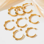 Waterproof Charm Fashion Jewelry 18K Gold Plated Stainless Steel Green Colorful Cubic Zirconia Hoop Earrings Women My Store