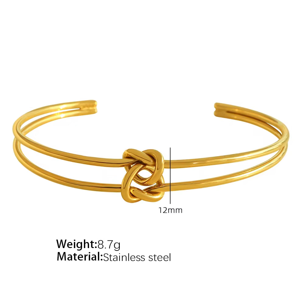 JEWELRY SZ45-7-SZ51 Hot Sale Vintage Fashion Stainless Steel Open Bangle Twist Knot C Shape Bangle for Women My Store