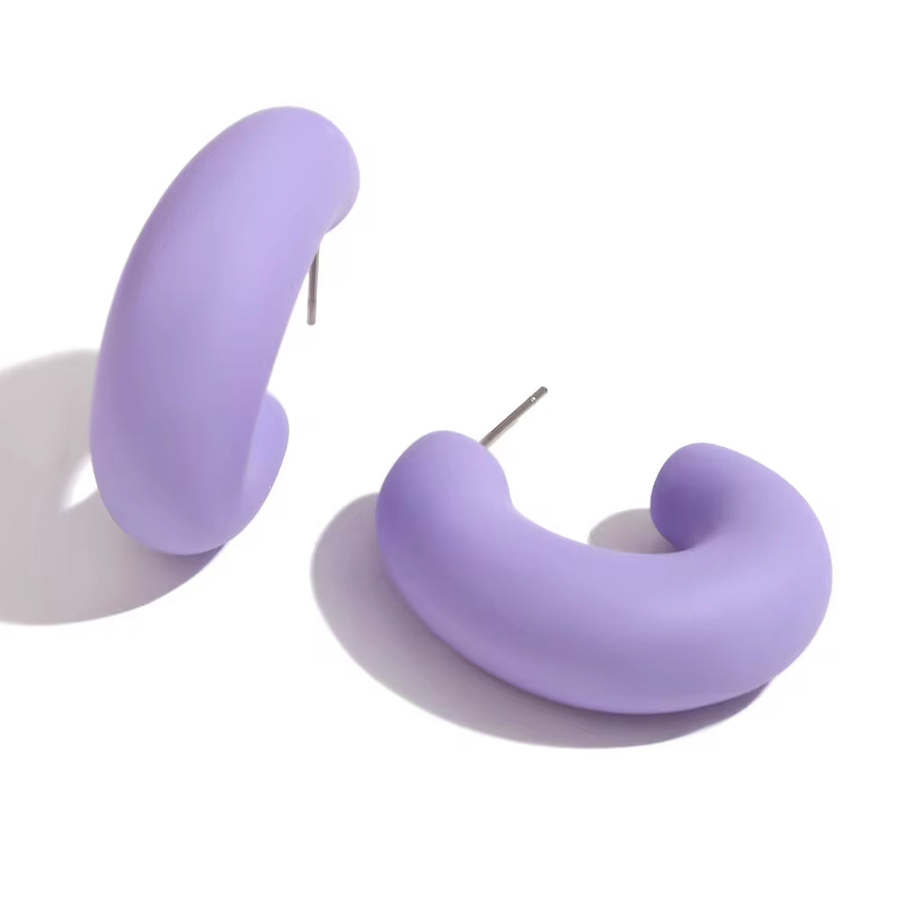 Colorful ABS Resin Spring Jewelry Enamel Hoop Earrings Stainless Steel Jewelry Gifts for Women My Store