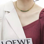 Mesh Chains Necklaces Tennis Green Zircon Square Stainless Steel 18K Gold Color-Preserving Bracelet My Store