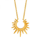 Minimalist 18K Gold Plated Geometric Pendant Necklace Stainless Steel Sunburst Necklace Waterproof Jewelry My Store
