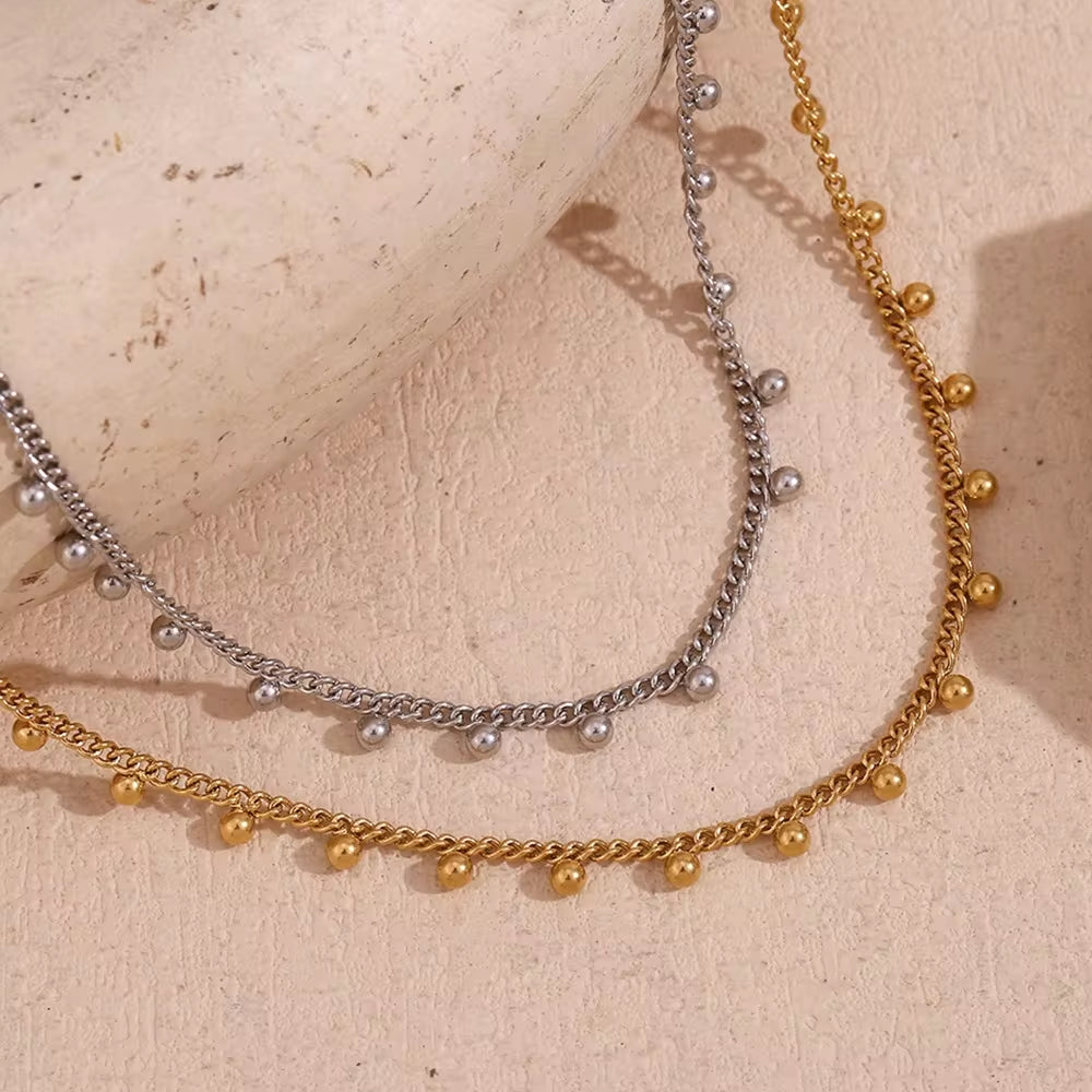 Bohemian Jewelry Beaded Tassel Necklace Gold Plated Chain Necklace Stainless Steel Jewelry My Store